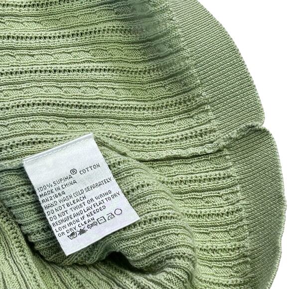 Foxcroft Cable Knit Top Women Size Large Sage Green Supima Cotton Ribbed Vest - Picture 8 of 10